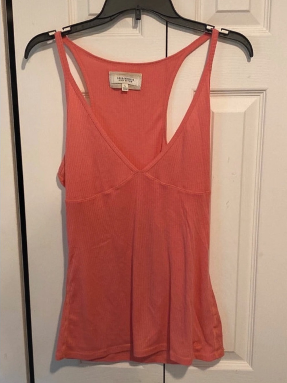 Abercrombie & Fitch Coral Ribbed V-Neck Tank